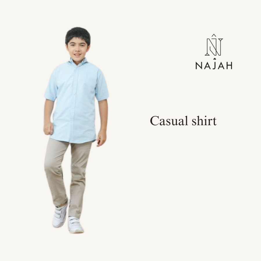 Najah Casual Kids Shirt - Sky Blue - Image 4