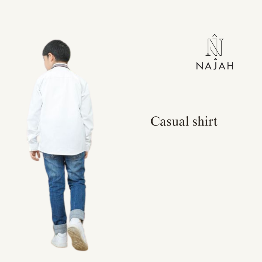Najah Casual Kids Shirt - White - Image 2